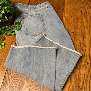 Old Navy Jeans Mid Rise Flare Raw Hem Distressed
